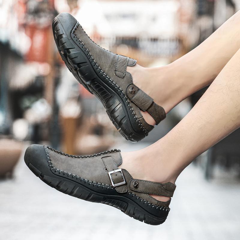 Kožené Muži Vodní Plážové sandály Léto Venkovní Ležérní Sportovní sandály s uzavřenou špičkou Protiskluzové Měkké Turistické Brodící tenisky