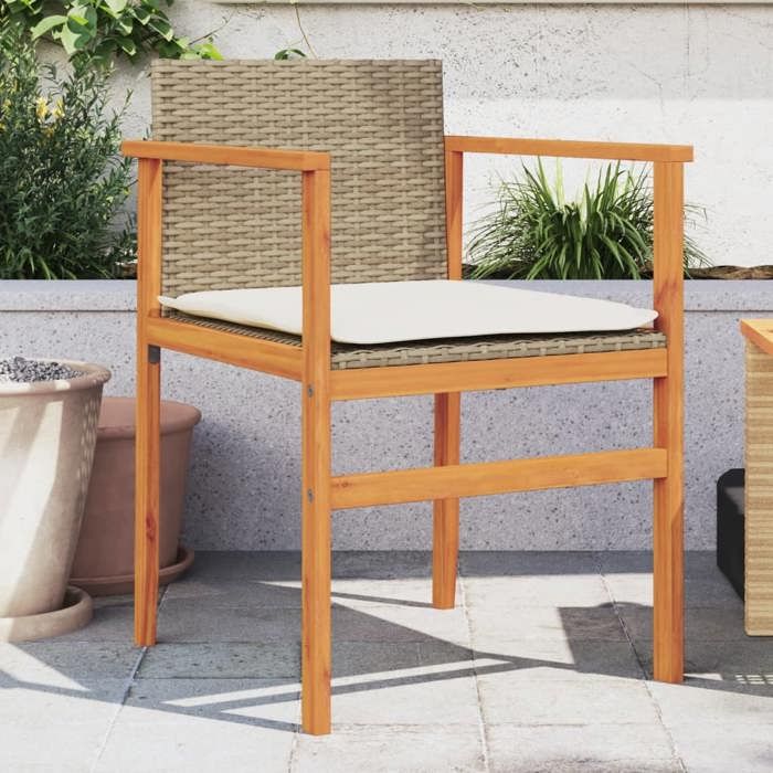 VidaXL Set of 2 Garden Chairs with Cushions, Seats with Armrests, Patio Terrace Armchairs, Modern, Beige Resin 368713
