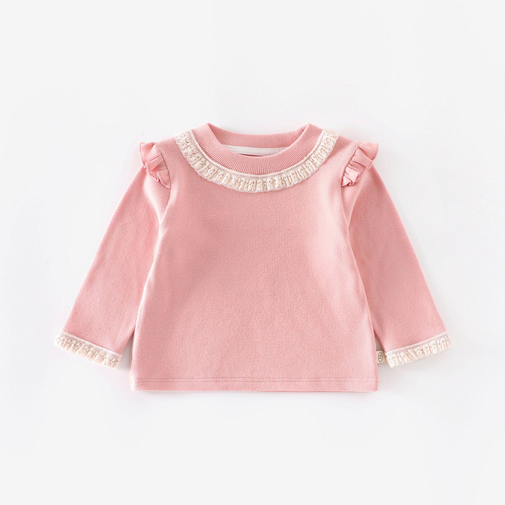 

Девочки Корейский Стиль Кружевная Отделка Футболка - Новая Мода Осень 2025 120 cm