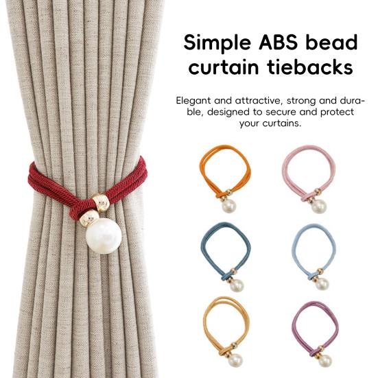 1Pc Faux Pearl Curtain Tieback, Woven Rope Adjustable Curtain Holder, Stylish Bead End Draperies Holder for Living Room Bedroom Bathroom Dormitory