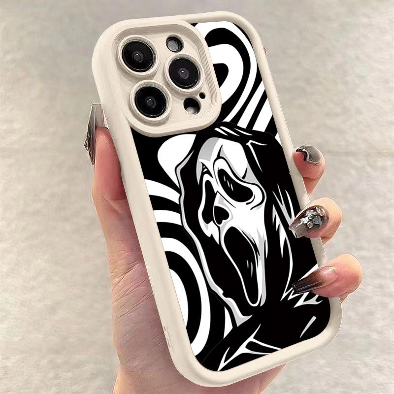Fashionable Skull Printed Phone Case For iPhone 16 15 14 13 12 11 Pro Max XS X XR 7 8 SE Thickened Silicone Soft Back Cover
