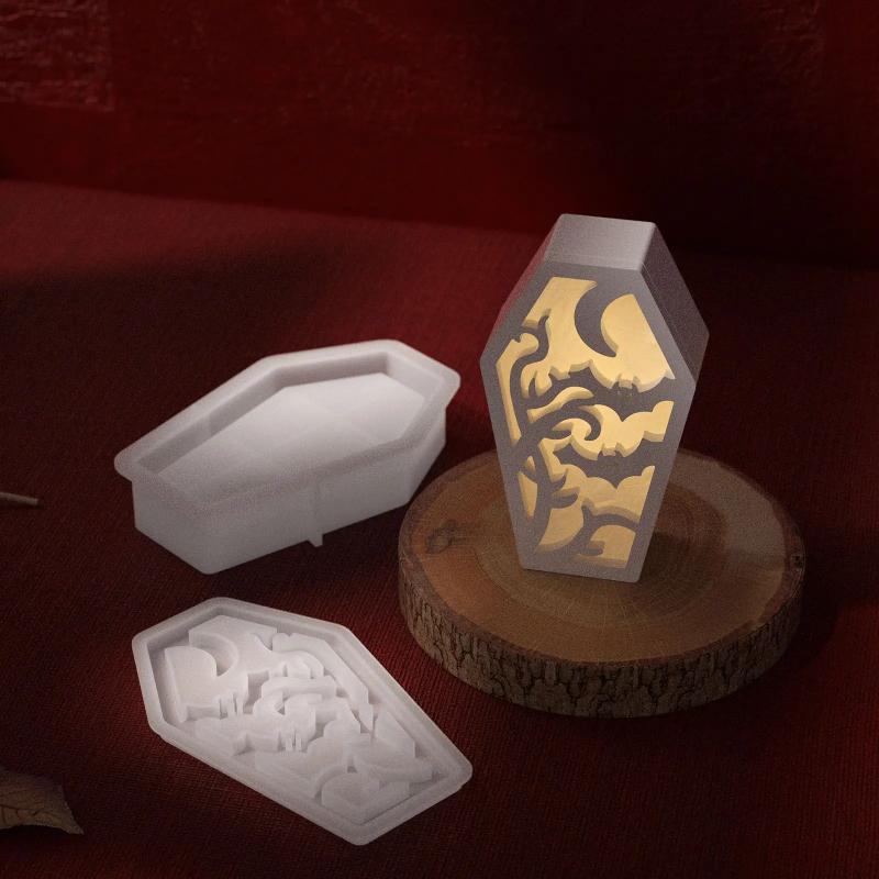 Halloween Hollow Ghost Pumpkin Spider Bat Silicone Mold Candlestick Holder DIY Epoxy Resin Gypsum Aromatherapy Mold Home Decor