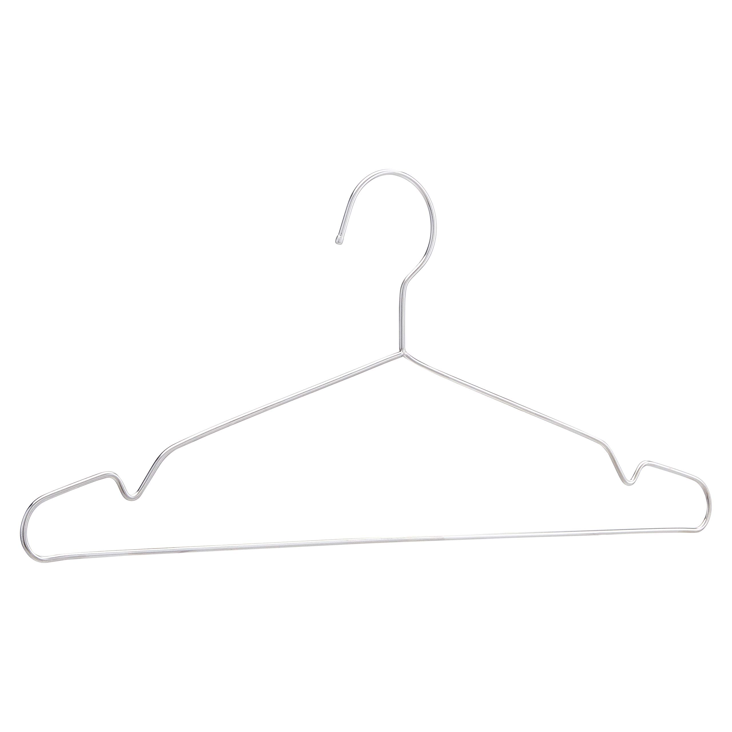 Amazon Basics Stainless Steel Slim Silver Hangers, 50-Pack, Design, Rust-Resistant, Anti-Slip,