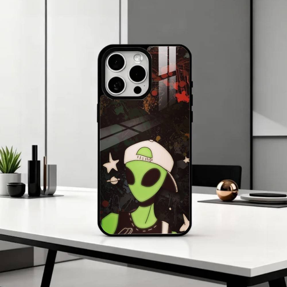 Cool C-Cartoon Alien Space Phone Case For iPhone17,16,15,14,13,12,11 Plus,Pro Max Magnetic For Magsafe Wireless Charging