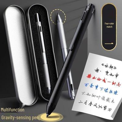 4-in-1 Multi-functional Pen: Multi-color Ballpoint, Mechanical Pencil, Gel Pen with Gravity-Sensing Technology