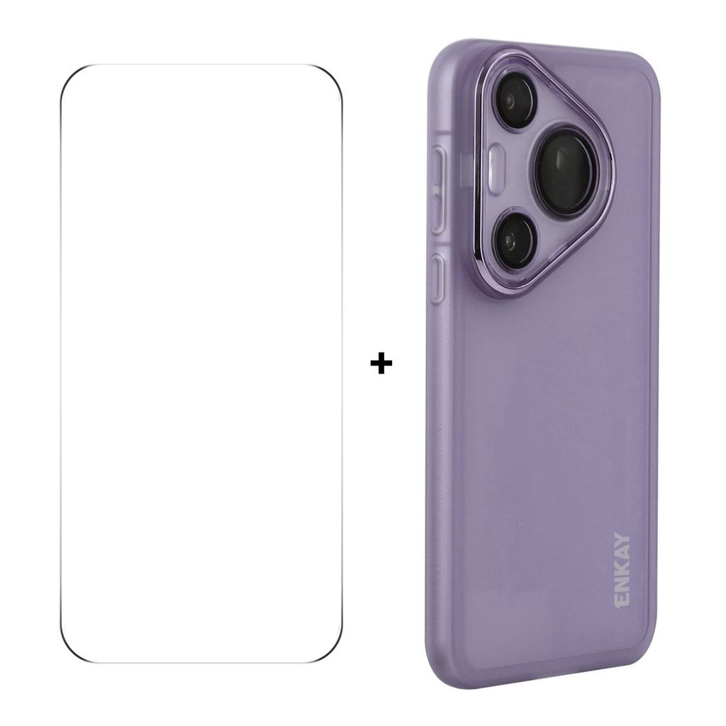 For Huawei Pura 70 Case Matte TPU Phone Cover with Lens Film+9H Glass Protector