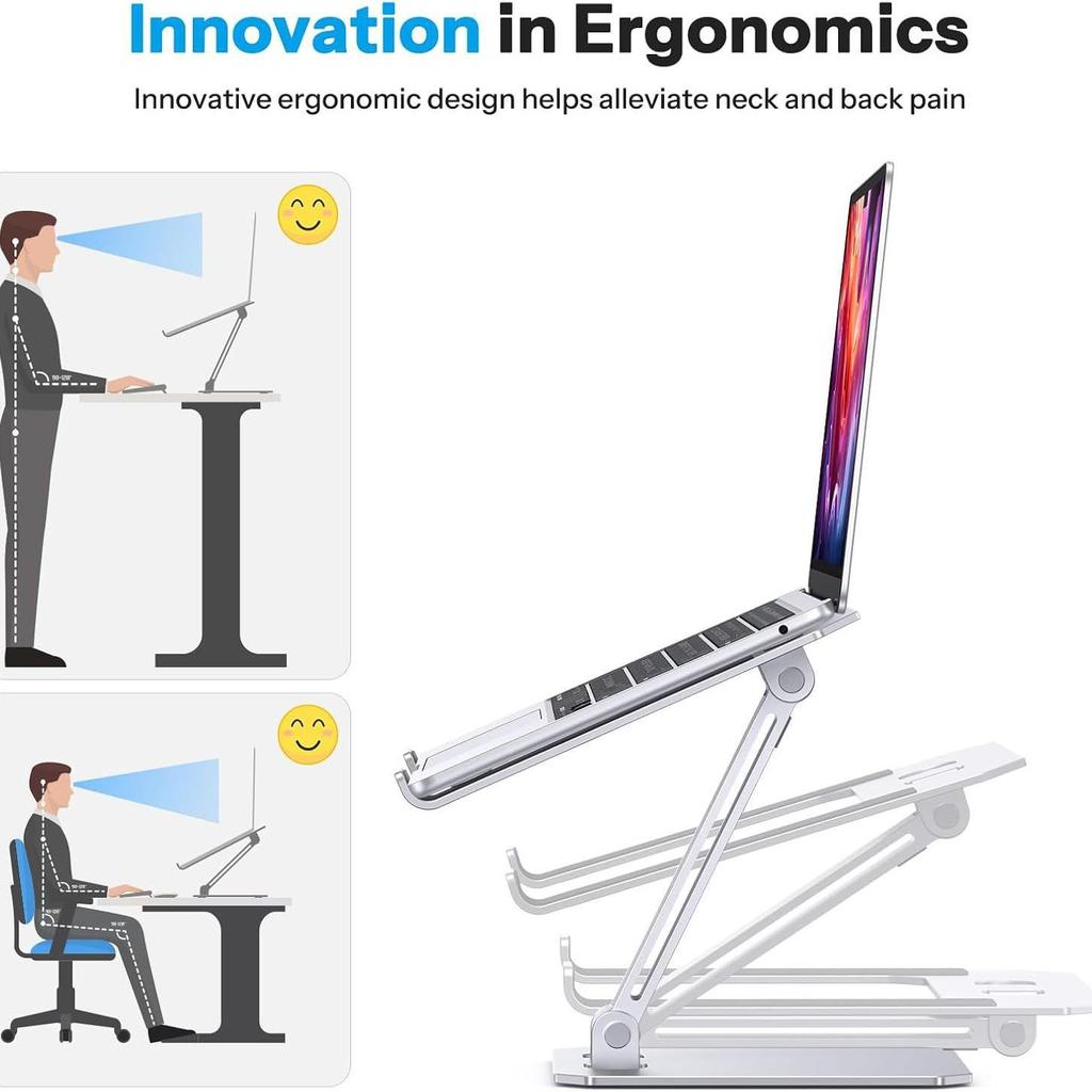 Aluminum Alloy Adjustable Laptop Stand - Vertical Cooling & Folding Design