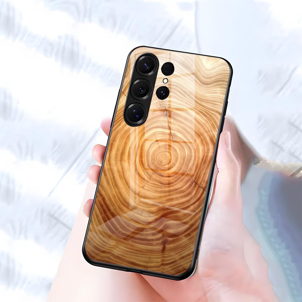 

Натуральный Деревянный Чехол для Телефона Samsung S26 S25 S24 FE S23 S22 S21 Plus S20 Ultra Note20Ultra Черная Стеклянная Крышка Galaxy S26 Plus