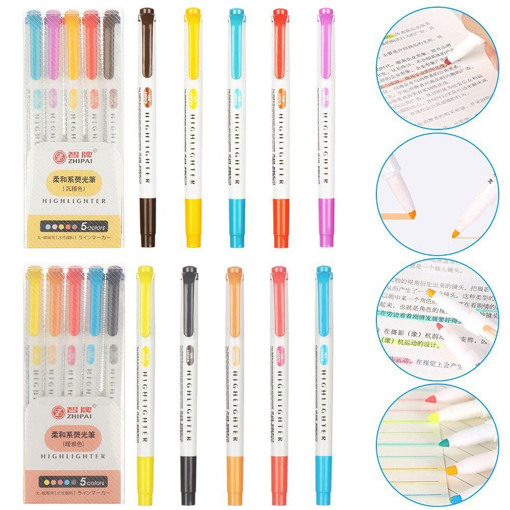 5/25pcs/set Double Headed Highlighter Pen Set Art Marker Student Stationery Fluorescent Pen Fluorescent Drawing Markers