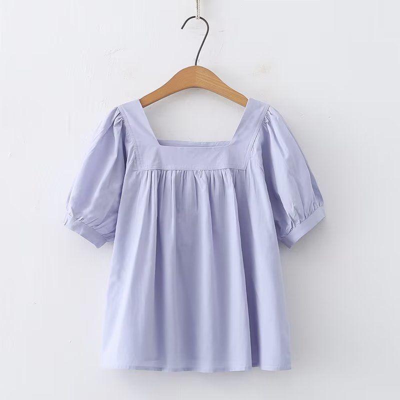 

Japanese Style Square Collar Loose Casual Light Pink Women s Top Pullover Light blue M