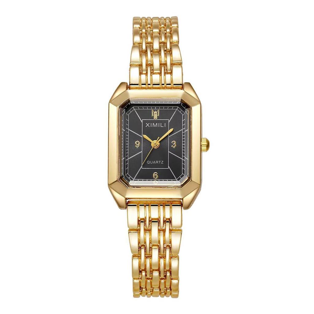 Ceas de mână de damă dreptunghiular la modă, cu quartz, ceasuri de damă cu brățară din oțel inoxidabil, ceas pentru fete, cadou