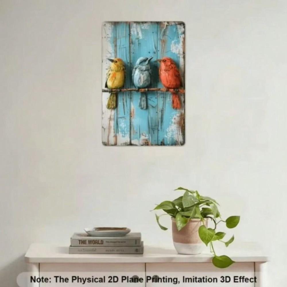 Metal Wall Art Bird Vintage Farmhouse Decor Living Room 8x12 Inch