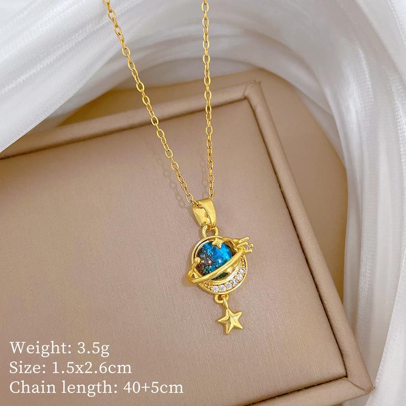 Light Luxury Moon Full Of Diamonds Micro-Inlaid Design Temperament Shining Necklace Female, Simple Pendant