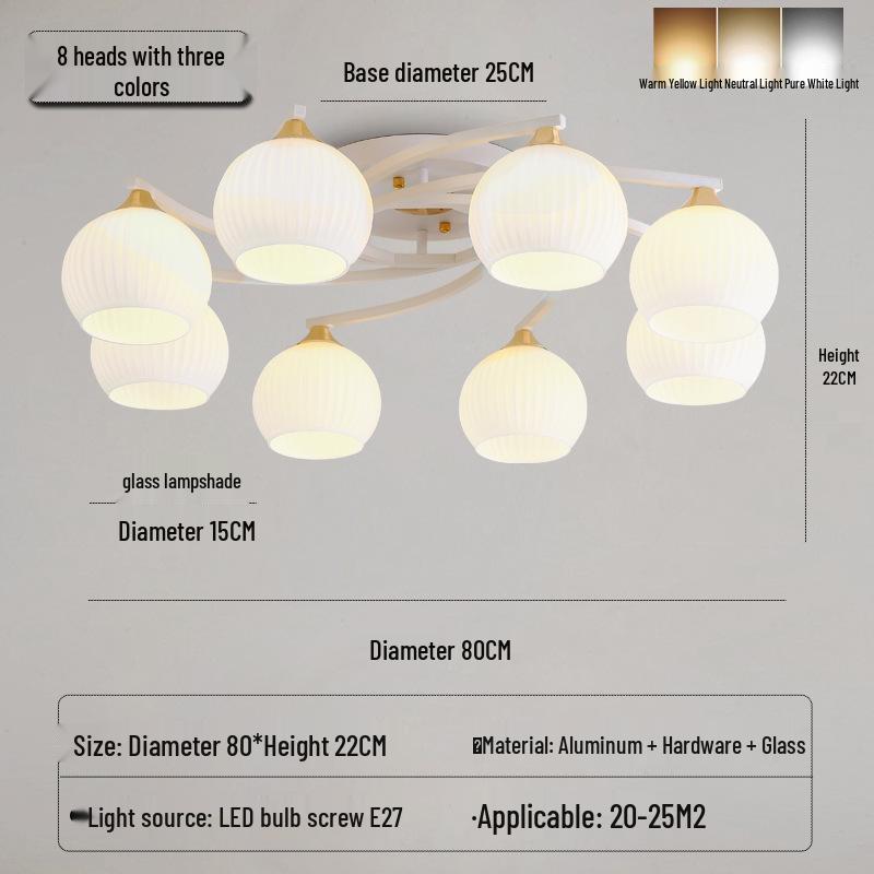 Moderner minimalistischer nordischer Cremefarbener Kürbis-Kronleuchter für Wohnzimmer oder Schlafzimmer