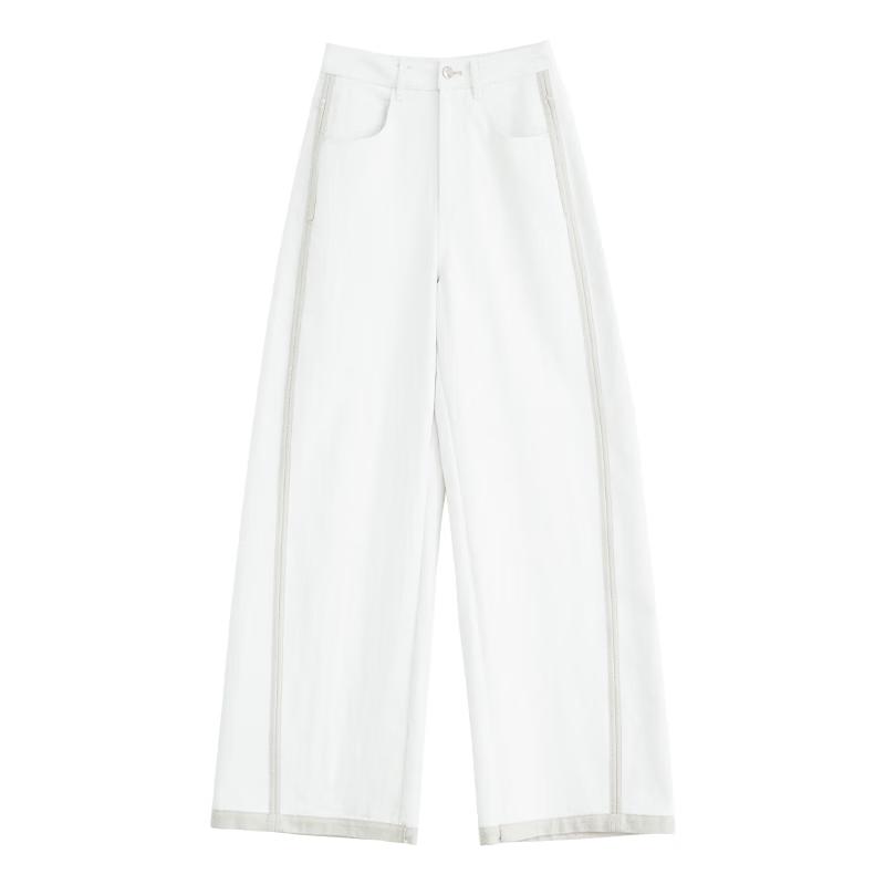 FAESSLIN Women s High-Waist Loose Straight-Leg Casual Pants S