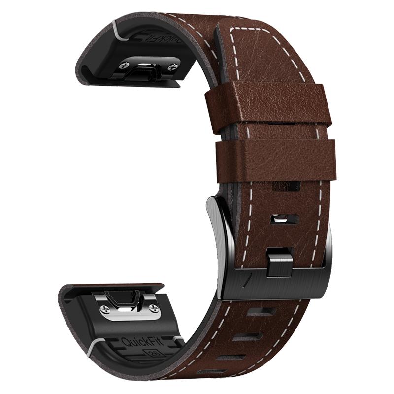 

26 мм 22 мм Быстросъемный ремешок для Garmin Fenix 8 E 7 7X 6X 6 5X 5 Силиконовый кожаный ремешок Epix Pro Gen 2 47 мм 51 мм Enduro 3 2027 Forerunner 955 945 кофейный