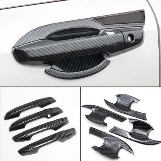 Carbon Fiber Texture Door Handle+Bowl Cover Trim Kit For Honda Accord 2018-2024