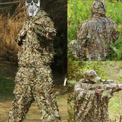 3D Ghillie Anzug Taktische Outdoor Tarnkleidung Blättrige Bionische Dschungel CS Schießanzüge Kampfanzüge Set Für Feiertagsparty