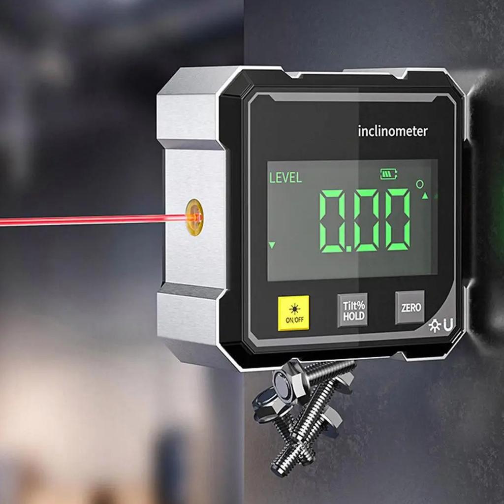 4-Side Magnetic Digital Angle Gauge With Laser Electronic Protractor Horizontometer Inclinometer Angle Ruler Slope Measuring