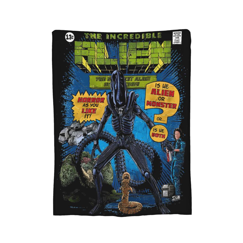 Aliens 45th Anniversary Xenomorph Blanket Coral Fleece Plush Textile Decor Space Multi-function Throw Blanket for Bedding Quilt
