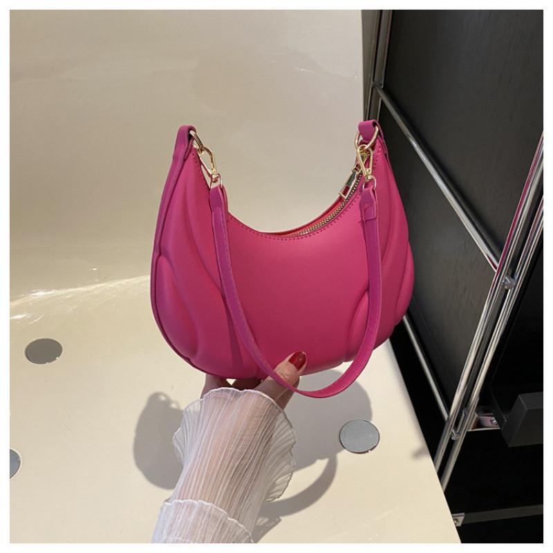 Simple Solid Color Croissant Shaped Women Casual Shoulder Bag For Daily Use