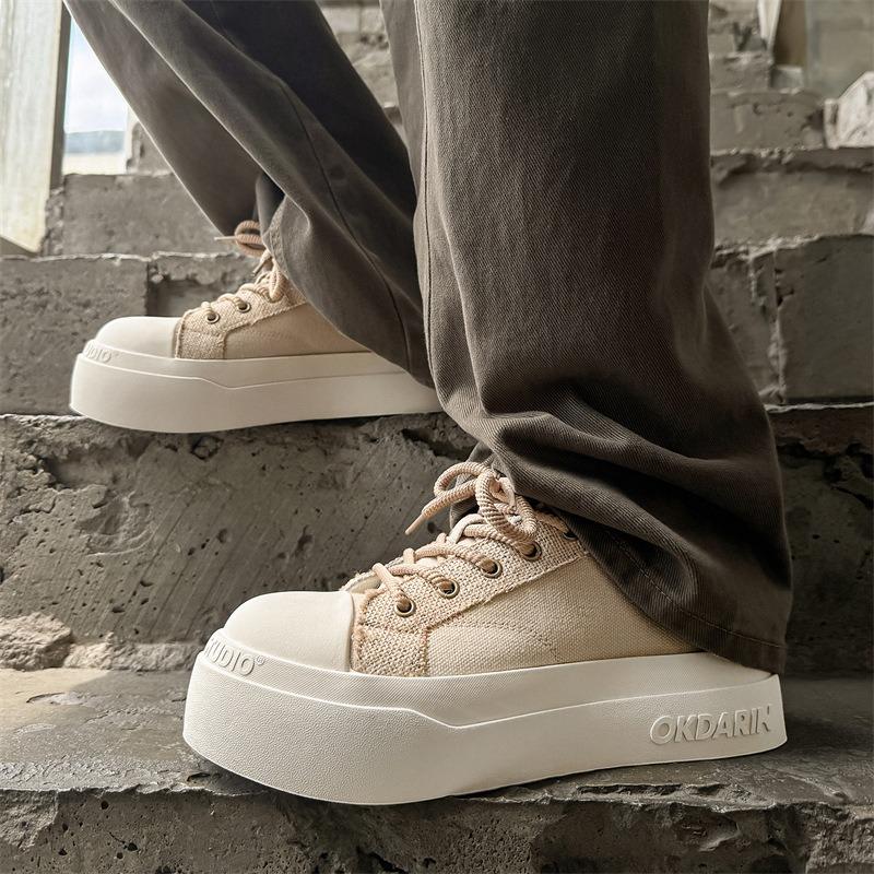 58161 summer couple canvas shoes platform heightening casual big head shoes Guochao niche versatile comfortable board shoes