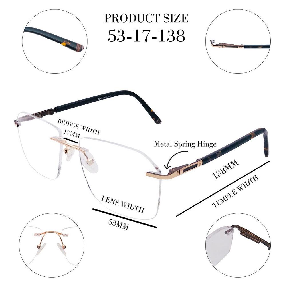 RSINC Unisex Randlose Metallfassung Mode Telegramm Goldbraun 53-17-138 IB-12 B0DK77Z84S