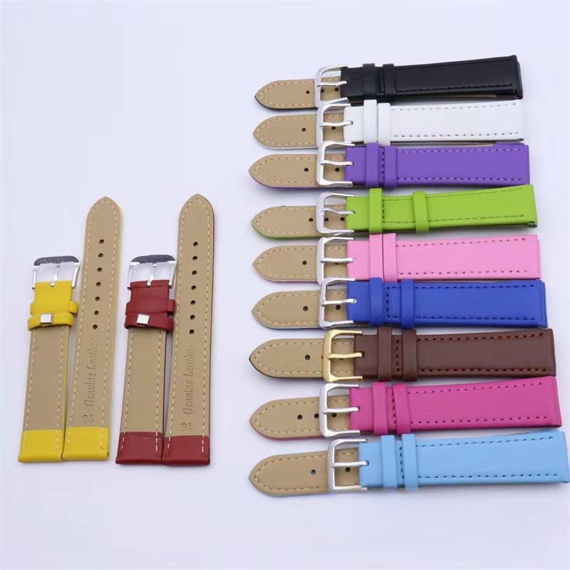 10mm/12mm/14mm/16mm/18mm/20mm/22mm/24mm Men Women PU Leather Solid Watch Band Belt Strap Watchband