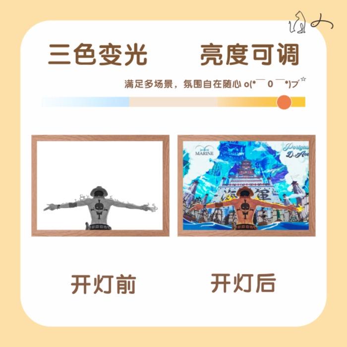 One Piece Light Painting Luffy Zoro Figure USB Night Lamp