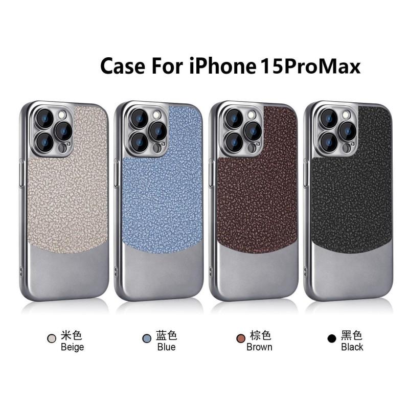 Ultra Slim TPU Phone Case IPhone 15 Pro Max With Dual-Tone Rock Texture Full Coverage Lens Protector Magnetic Support