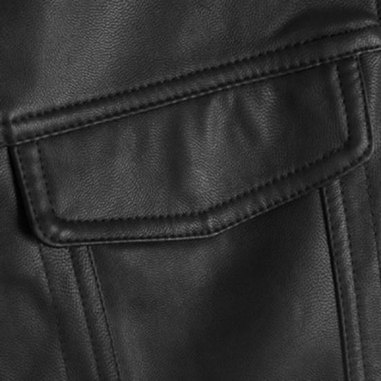 Stand Collar Sleeveless Men Waistcoat Faux Leather Buttons Closure Pockets Motorcycle Jacket Vest Male Clothes