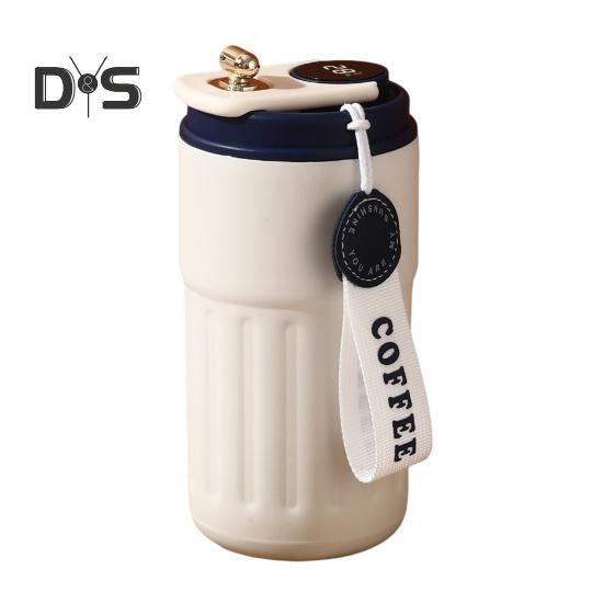 

Термокружка для кофе с дисплеем температуры, 450 мл, герметичная крышка, нержавеющая сталь, многоразовая кофейная чашка, горячая и холодная, вакуумная кружка для любителей кофе 450ML синий