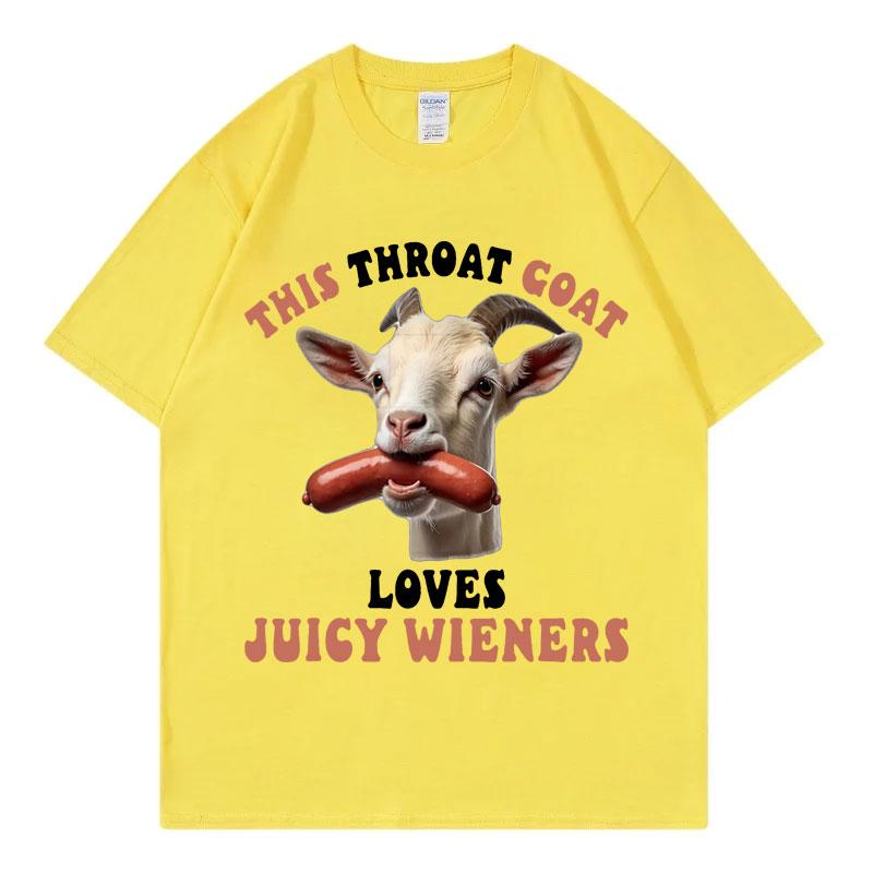 Questa Capra della Gola Ama Salsicce Succose Divertente Meme Maglietta Uomo Donna Moda Streetwear T-shirt Estiva Casual Ampia T-shirt