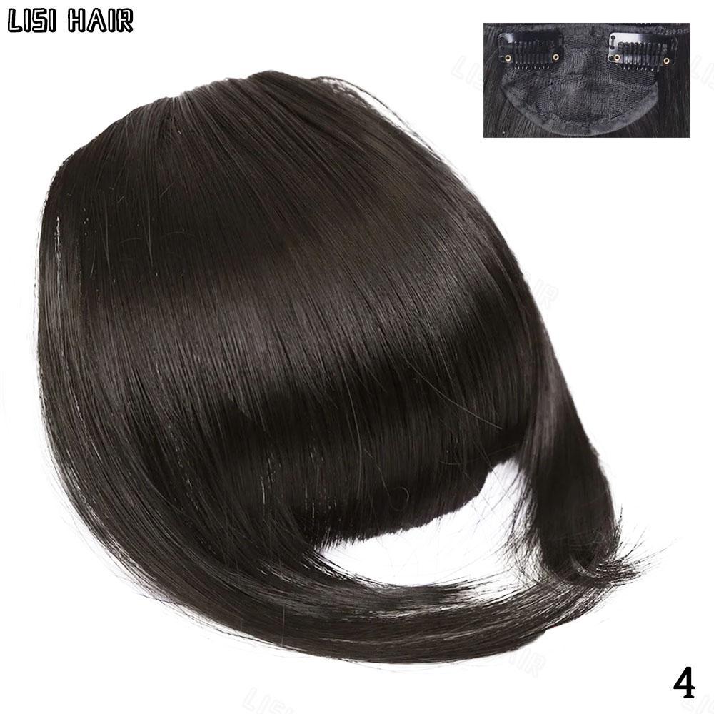 LISI HAIR Synthetic Straight Hair With Bangs 2 Clips In Hair Extensions Fake Fringe False Hairpiece For Women Wear