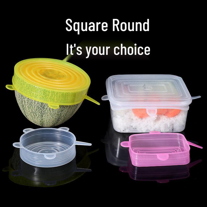 6-Piece Stretchable Silicone Food-Grade Lids for Fresh-Keeping