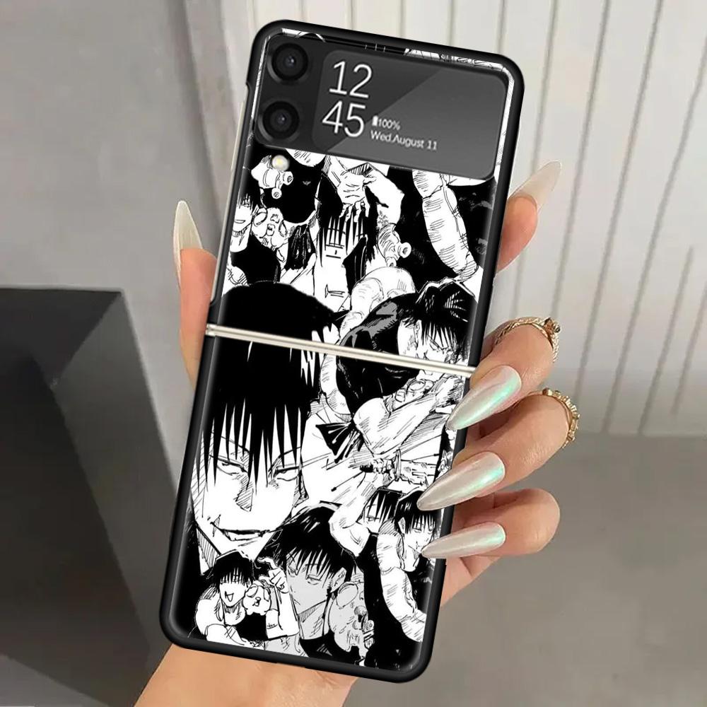 Jujutsus Fushiguro Toji Harte PC-Handyhülle Für Samsung Galaxy Z Flip 7 6 5 4 3 Schwarz ZFlip7 ZFlip6 Flip5 Flip4 Flip3 5G Druck Co