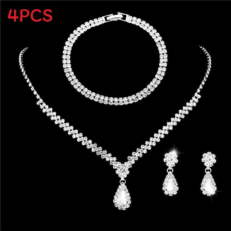 Waterdrop Jewelry Set With Crystal Embellishments For Bridal And Evening Wear