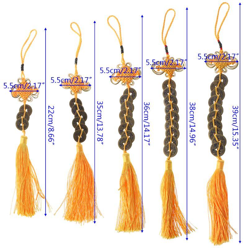 Chinese Knot Feng Shui Lucky Wealth 3/6/8/9/10 Coins For Home Car Hanging Tassel #314
