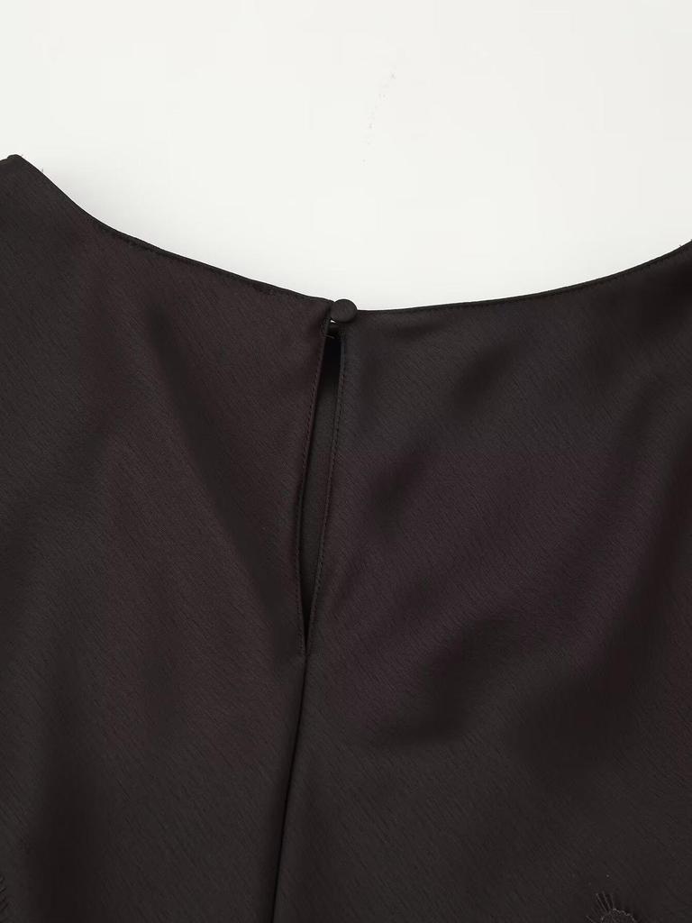 Autumn/Winter Lace Trim Cut-Out Waist Patchwork Dress for Women