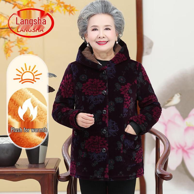 LangSha Women s Winter Fleece-Lined Padded Coat 2XL