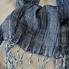 Used New, Indigo-dyed and light blue silk stole, approx. 28cm x 120cm