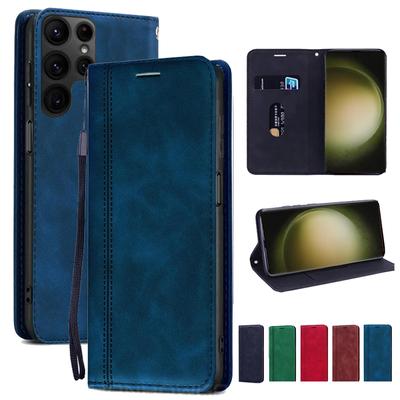 Capa carteira luxuosa de couro com flip, para samsung galaxy s23 ultra plus a14 a54 a23 a33 a53 m13 m23 5g 4g com suporte de silicone macio
