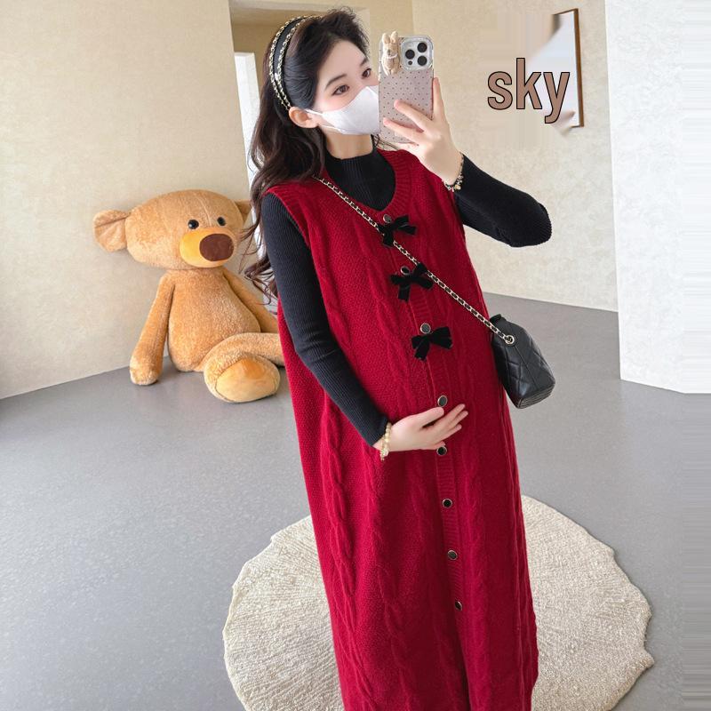 

2026 Elegant Red Bow Vest Skirt & Base Layer Set - Festive Chinese Style 2XL