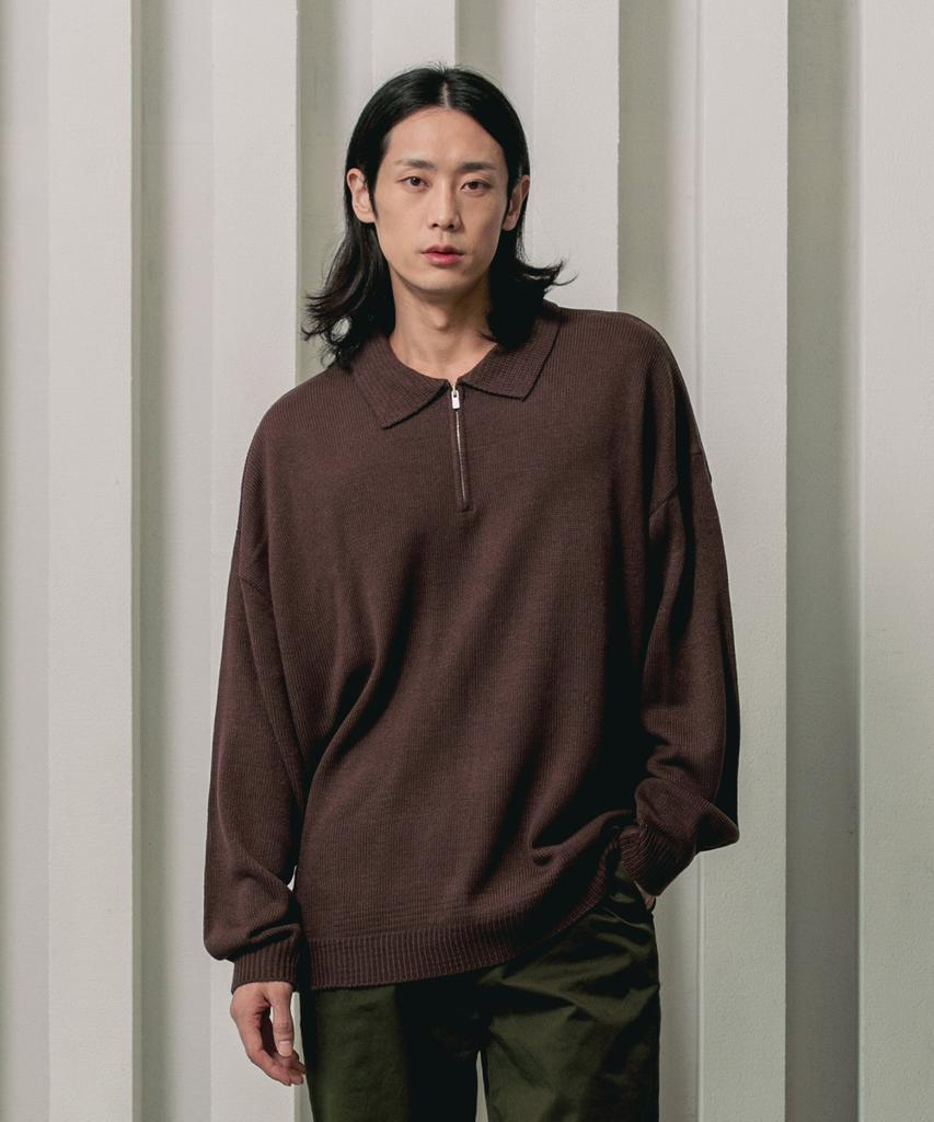 Keonsebbi Basic Collar Half Zip Knit 4 Colors
