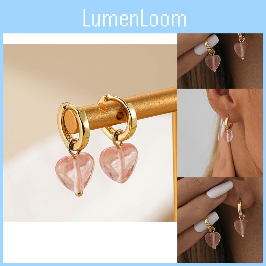 Pink Heart Stylish Crystal Earrings For Women Creative Fashion Jewelry