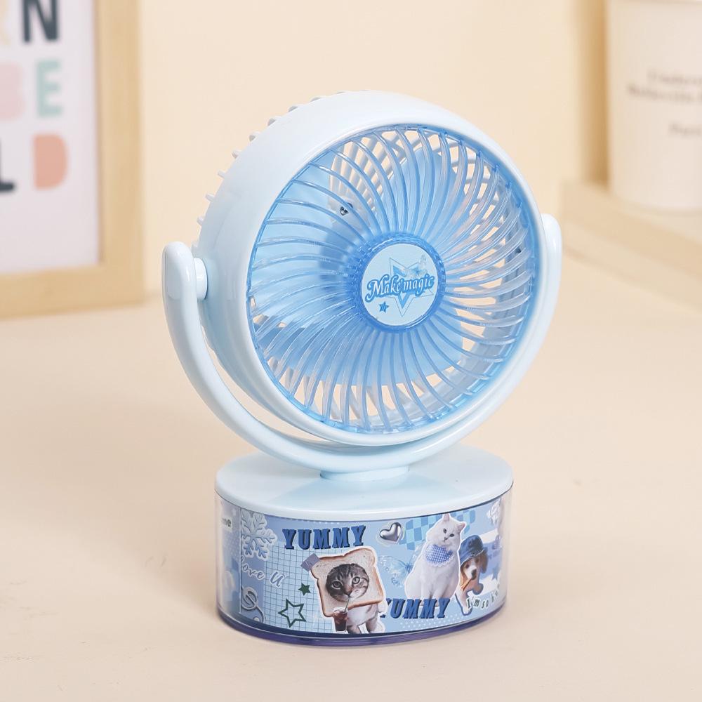 2026 Portable Cartoon USB Desktop Fan: Strong Wind & Rechargeable Wholesale/Trade/Cross-border