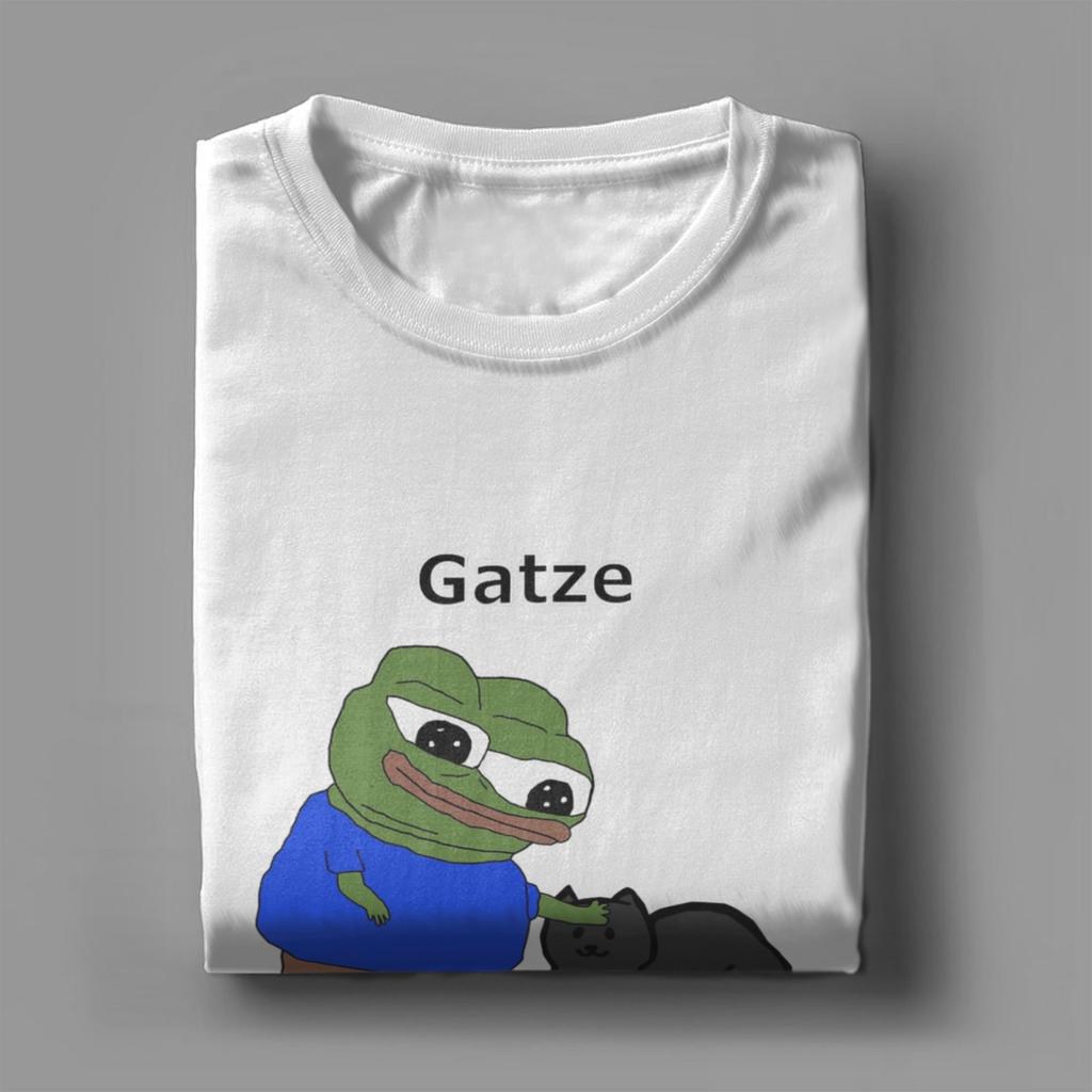 Klappa katt Husdjur Katt Meme T-shirt Män P-pepe Grodan Grym 100% Bomull T-shirts O-hals Kortärmade T-shirts Sommarkläder