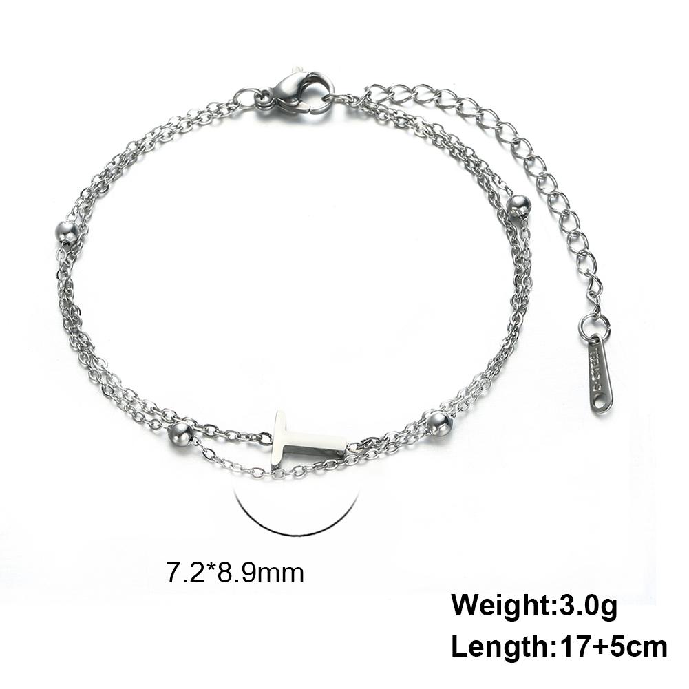 Dreamtimes 26 Alphabet Letter Charm Bracelet Silver Color Chain Initial Bracelets For Women Jewelry Adjustable Birthday Gift