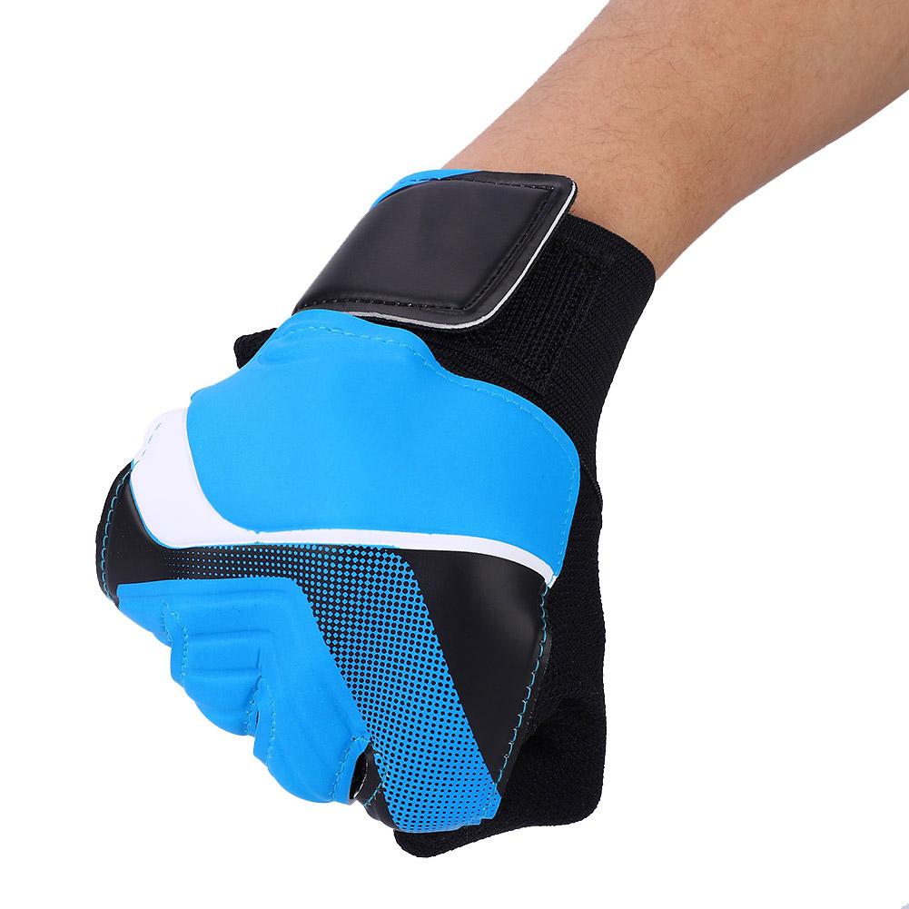 Kids Children Goalkeeper Glove NOn Slip Latex Soccer Finger Gloves(Blue S)