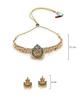 Sparkling Indian Temple Gold Plated Green Beads Choker Necklace Set With Studs Earring | Jewellery Set For Women